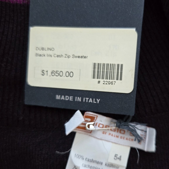 Giorgio's Men's Purple Houndstooth Zip Up Sweater - Picture 5 of 5